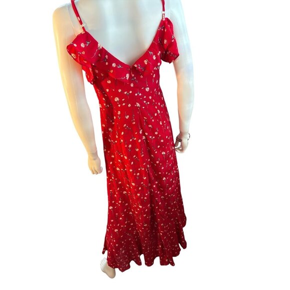 Anthropologie If By Sea Maxi Dress With Lace-Up Front Ruffle Details  Size S NWT - Picture 6 of 9